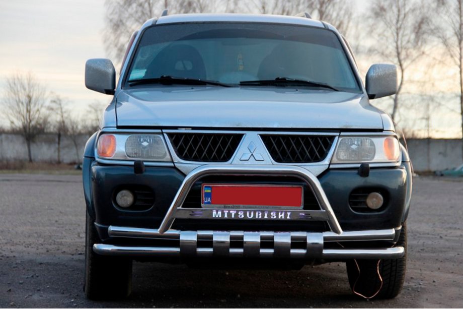 Mitsubishi Pajero Sport 1996-2007 гг. Передняя защита ST015↗WT (нержавейка) Фото 2