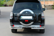 Mitsubishi Pajero Wagon IV 2006-2021 гг. Задняя дуга AK003 Двойная (нерж. сталь) фото 2