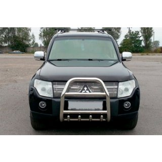 Кенгурятник QT007 (нержавейка) Mitsubishi Pajero Wagon IV 2006-2021 гг. фото 1