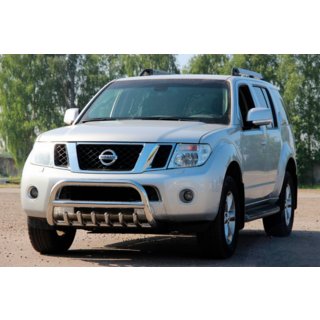 Передняя защита WT008 (нержавейка) Nissan Pathfinder R51 2005-2014 гг. фото 4
