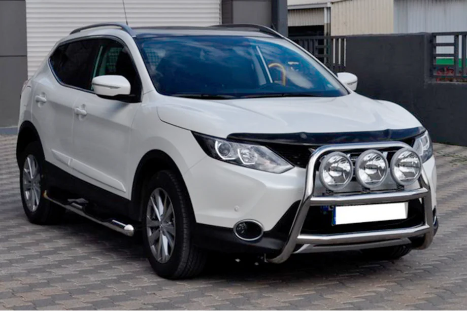 Nissan Qashqai 2014-2021 гг. Защита переднего бампера WT018 (нержавейка) Image