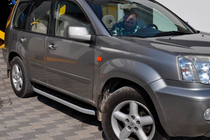 Nissan X-trail T30 2002-2007 гг. Боковые пороги Fullmond (2 шт., алюминий) фото 5