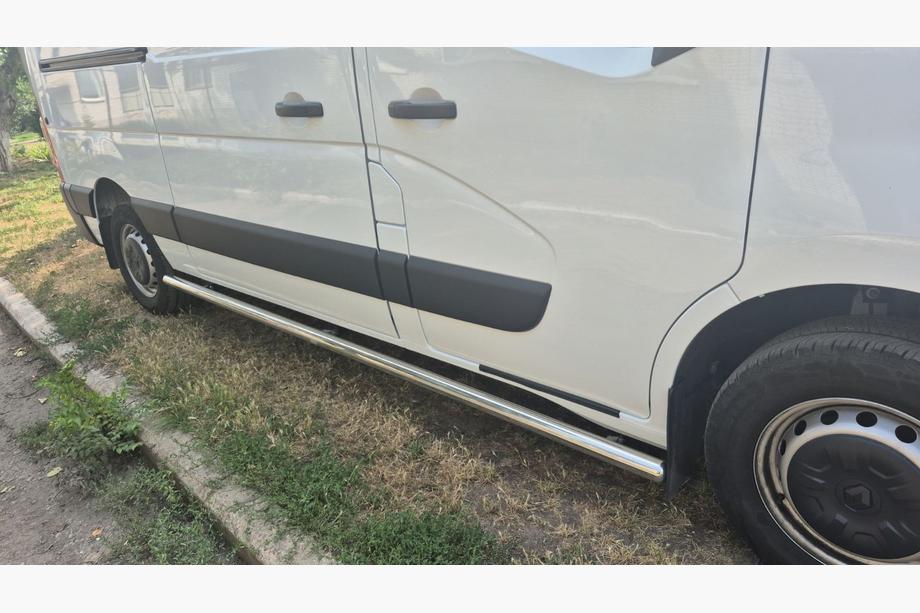 Nissan NV400 2010-2024 гг. Боковые трубы BB002 (2 шт., нержавейка) Длинная База Фото 5