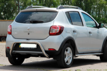 Renault Sandero 2013-2022 гг. Задняя дуга AK007 (нерж сталь) фото 6