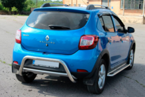 Renault Sandero 2013-2022 гг. Задняя дуга AK007 (нерж сталь) фото 3