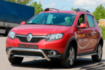 Renault Sandero 2013-2022 гг. Передняя дуга WT007 (нерж. сталь) фото 3