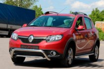 Renault Sandero 2013-2022 гг. Передняя дуга WT007 (нерж. сталь) фото 2