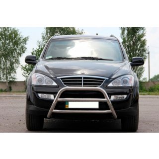 Передняя защита WT022 Нержавейка SsangYong Kyron 2005-2014 гг. фото 2