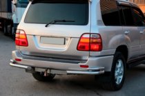 Toyota Land Cruiser 100 1998-2007 гг. Задние уголки AK003-Double (2 шт., нержавейка) фото 2