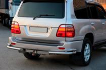Toyota Land Cruiser 100 1998-2007 гг. Задние уголки AK003-Double (2 шт., нержавейка) фото 2