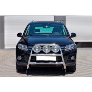 Защита переднего бампера WT018 (нержавейка) Volkswagen Tiguan 2007-2016 гг. фото 2