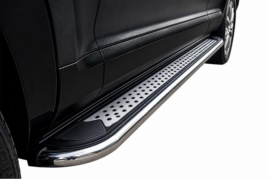 Porsche Cayenne 2003–2010 гг. Боковые Подножки Maydos V2 (2 шт., Алюминий и Нержавейка) Image