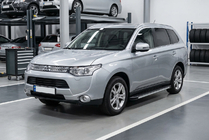 Mitsubishi Outlander 2012-2021 гг. Боковые Подножки Maya V1 (2 шт., Алюминий) фото 3