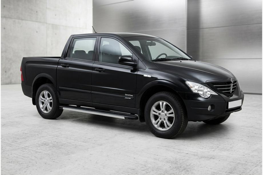 SsangYong Action 2005-2018 гг. Боковые Подножки Maya V1 (2 шт., Алюминий) Image