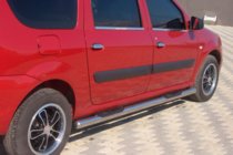 Dacia Logan MCV 2004-2014 гг. Боковые трубы (2 шт., нержавейка) 70 мм, с пластиковыми вставками фото 3