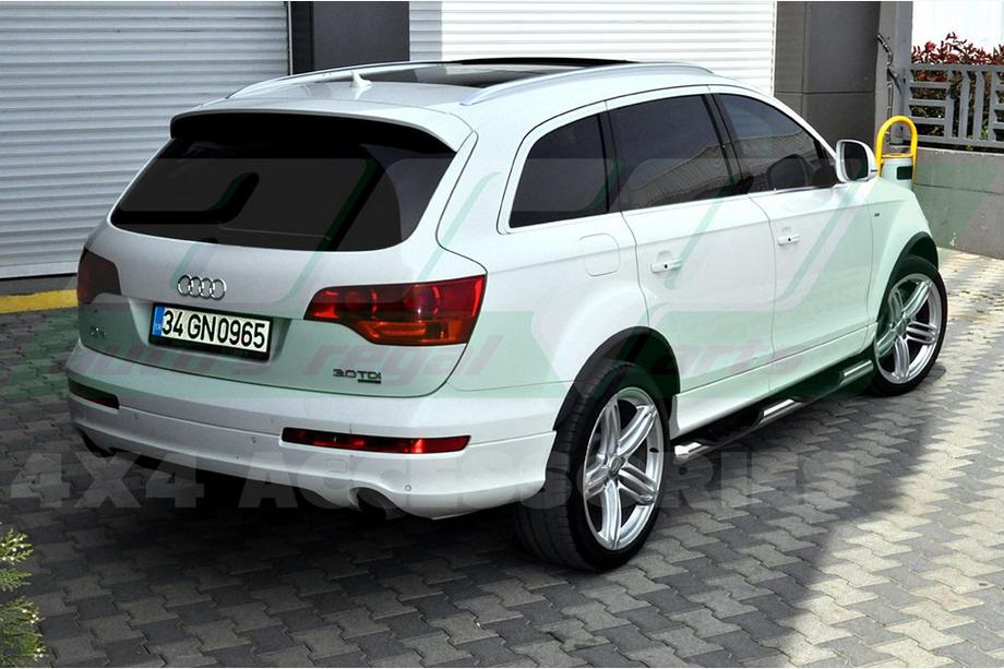 Audi Q7 2005-2015 гг. Боковые трубы (2 шт., нержавейка) d60 с пластиковыми вставками Фото 3