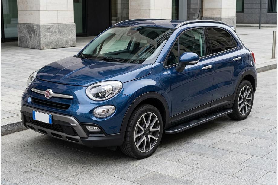 Fiat 500X 2014-2024 гг. Боковые пороги Bosphorus Black (2 шт., алюминий) Image