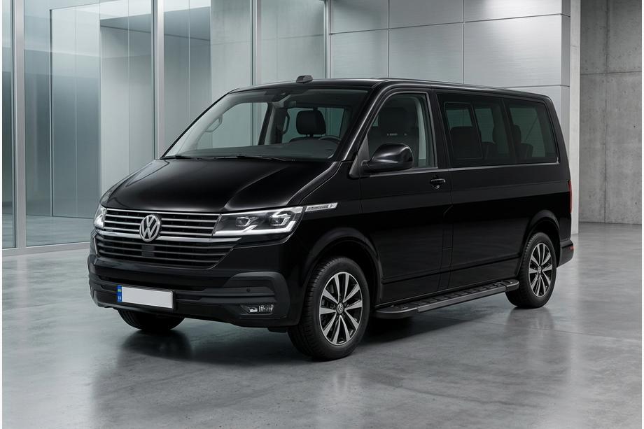 Volkswagen T6 2015-2024 гг. Боковые Подножки RedLine Black (2 шт., Алюминий) Длинная База Фото 1