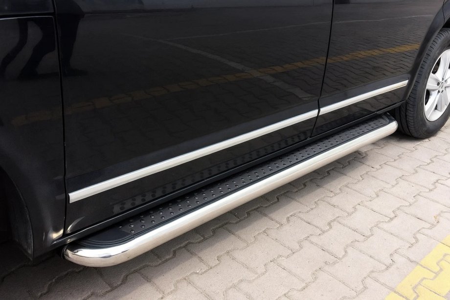 Volkswagen T6 2015-2024 гг. Боковые Подножки Maydos V2 (2 шт., нержавейка) Image