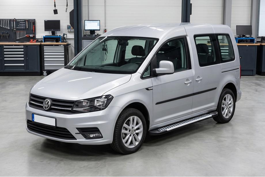 Volkswagen Caddy 2015-2020 гг. Боковые Подножки Line (2 шт., Алюминий) Image