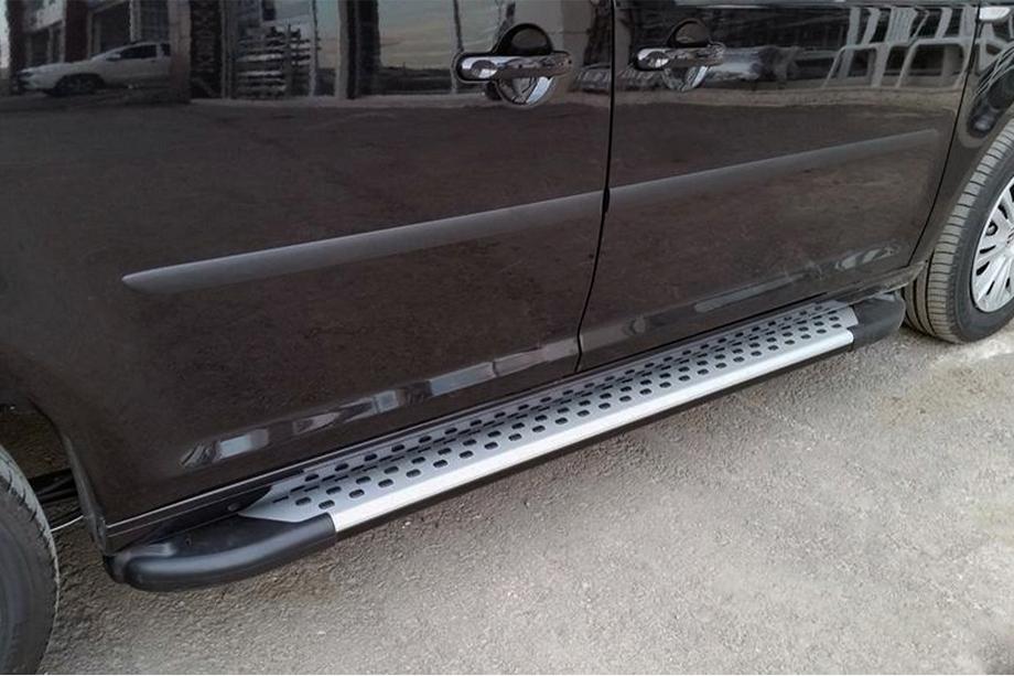 Volkswagen Caddy 2015-2020 гг. Боковые пороги Allmond Grey (2 шт., алюминий) Image