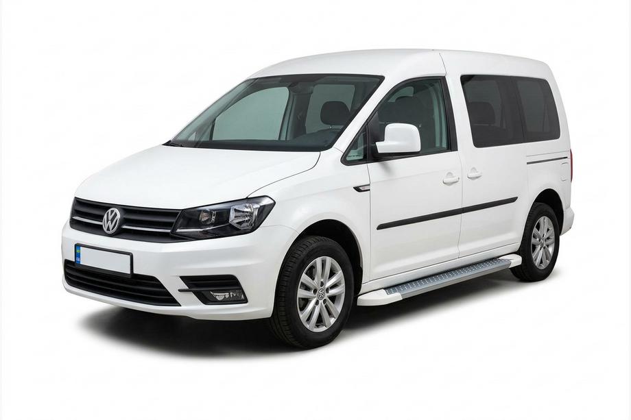 Volkswagen Caddy 2015-2020 гг. Боковые Подножки Allmond White (2 шт., Алюминий) Макси База Фото 1