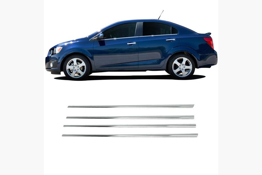 Chevrolet Aveo T300 2011-2020 гг. Нижние молдинги стекол нержавейка Седан, Carmos - Турецкая сталь Фото 2