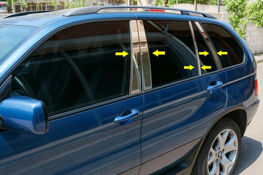 BMW X5 E53 1999–2006 гг. Накладки на дверные стойки из нержавеющей стали (8 шт.) Image