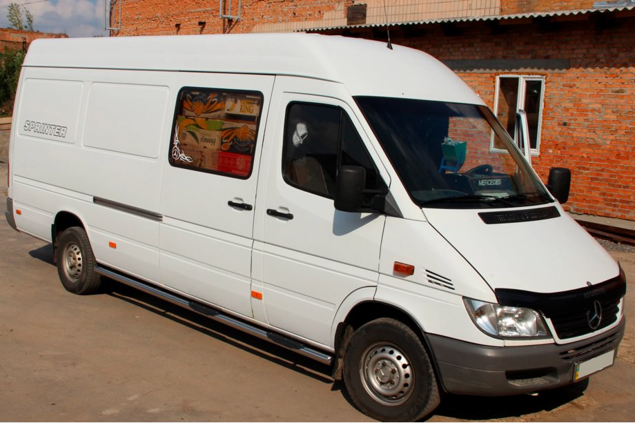 Mercedes Sprinter W901/902/903/904/905 1995–2006 гг. Боковые трубы (2 шт., нержавейка) Длинная база, Ø60 Фото 5