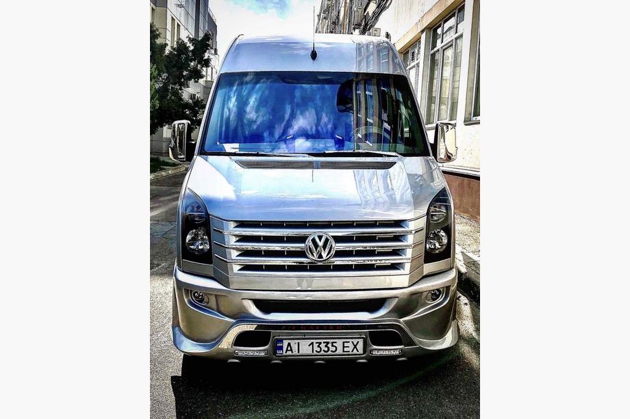 Volkswagen Crafter 2006-2016 гг. Накладка на передний бампер 2012↗ (Sport-3, под покраску) Фото 13