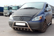 Mercedes Viano 2004-2014 гг. Защита переднего бампера WT003/004 (нержавейка) 50мм, без надписи фото 1
