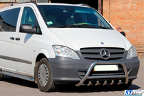 Mercedes Viano 2004-2014 гг. Защита переднего бампера WT003/004 (нержавейка) 50мм, без надписи фото 2