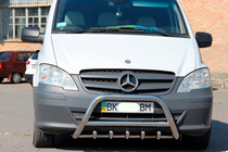 Mercedes Viano 2004-2014 гг. Защита переднего бампера WT003/004 (нержавейка) 50мм, без надписи фото 4