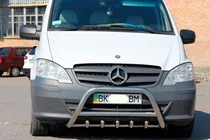 Mercedes Viano 2004-2014 гг. Защита переднего бампера WT003/004 (нержавейка) 60мм, с надписью фото 4