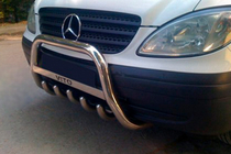 Mercedes Viano 2004-2014 гг. Защита переднего бампера WT003/004 (нержавейка) 50мм, без надписи фото 5