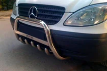 Mercedes Viano 2004-2014 гг. Защита переднего бампера WT003/004 (нержавейка) 60мм, с надписью фото 5