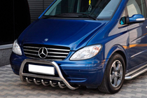 Mercedes Viano 2004-2014 гг. Защита переднего бампера WT003/004 (нержавейка) 50мм, без надписи фото 7