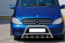 Mercedes Viano 2004-2014 гг. Защита переднего бампера WT003/004 (нержавейка) 50мм, без надписи фото 9