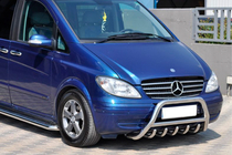 Mercedes Viano 2004-2014 гг. Защита переднего бампера WT003/004 (нержавейка) 50мм, без надписи фото 10
