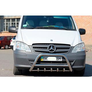 Защита переднего бампера WT003/004 (нержавейка) Mercedes Viano 2004-2014 гг. фото 4
