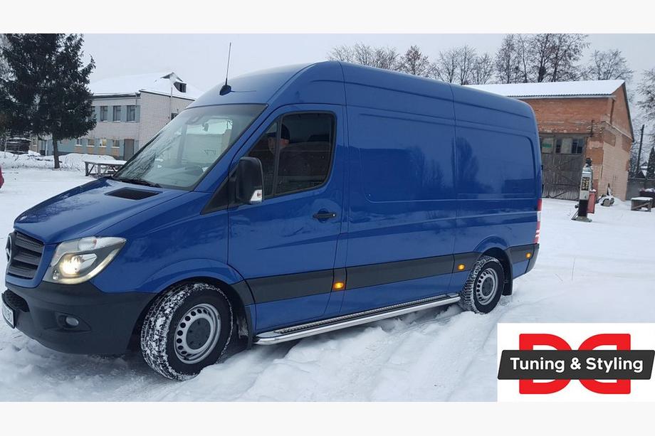 Volkswagen Crafter 2006-2016 гг. Боковые Подножки Premium (2 шт., Нержавейка) d60, средняя база Фото 4
