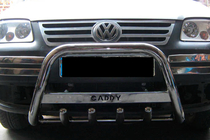 Volkswagen Caddy 2004-2010 гг. Кенгурятник WT003 (нержавейка) 60мм, с надписью фото 5