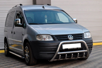 Volkswagen Caddy 2004-2010 гг. Кенгурятник WT003 (нержавейка) 60мм, с надписью фото 3