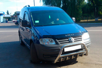 Volkswagen Caddy 2004-2010 гг. Кенгурятник WT003 (нержавейка) 60мм, с надписью фото 4