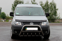 Volkswagen Caddy 2004-2010 гг. Кенгурятник WT003 (нержавейка) 60мм, с надписью фото 2