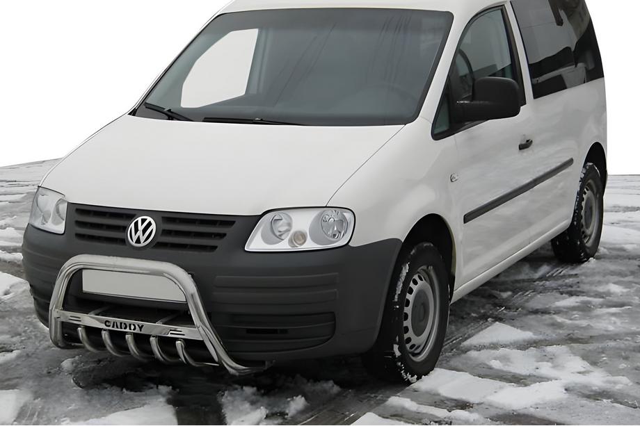 Volkswagen Caddy 2004-2010 гг. Кенгурятник WT003 (нержавейка) 60мм, с надписью Image