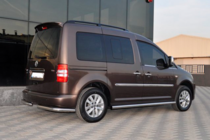 Volkswagen Caddy 2004-2010 гг. Боковые трубы BB001 (2 шт., нержавейка) d60, Maxi База фото 3