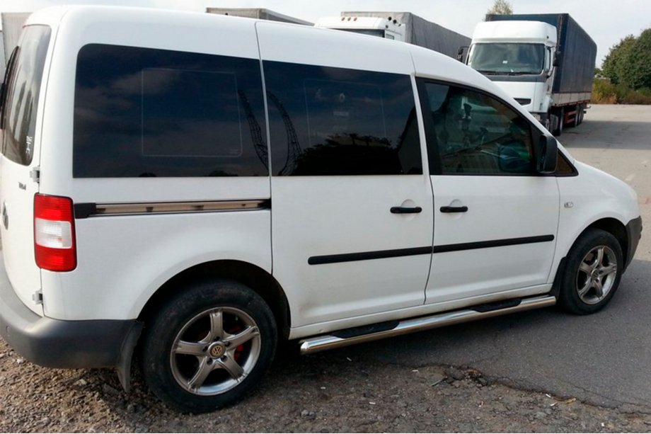 Volkswagen Caddy 2010-2015 гг. Боковые трубы BB002 (2 шт., нержавейка) Image