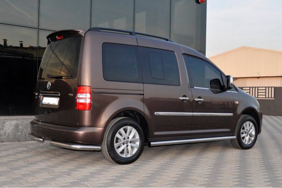 Volkswagen Caddy 2010-2015 гг. Боковые трубы BB001 (2 шт., нержавейка) d60, Maxi База Фото 3