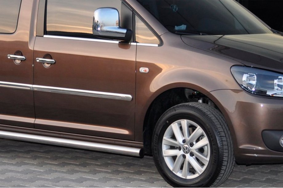 Volkswagen Caddy 2010-2015 гг. Боковые трубы BB001 (2 шт., нержавейка) d60, Maxi База Фото 6